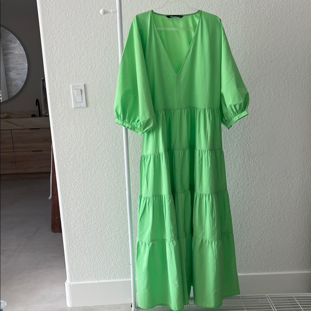 Lime Green Maxi Flowy Dress